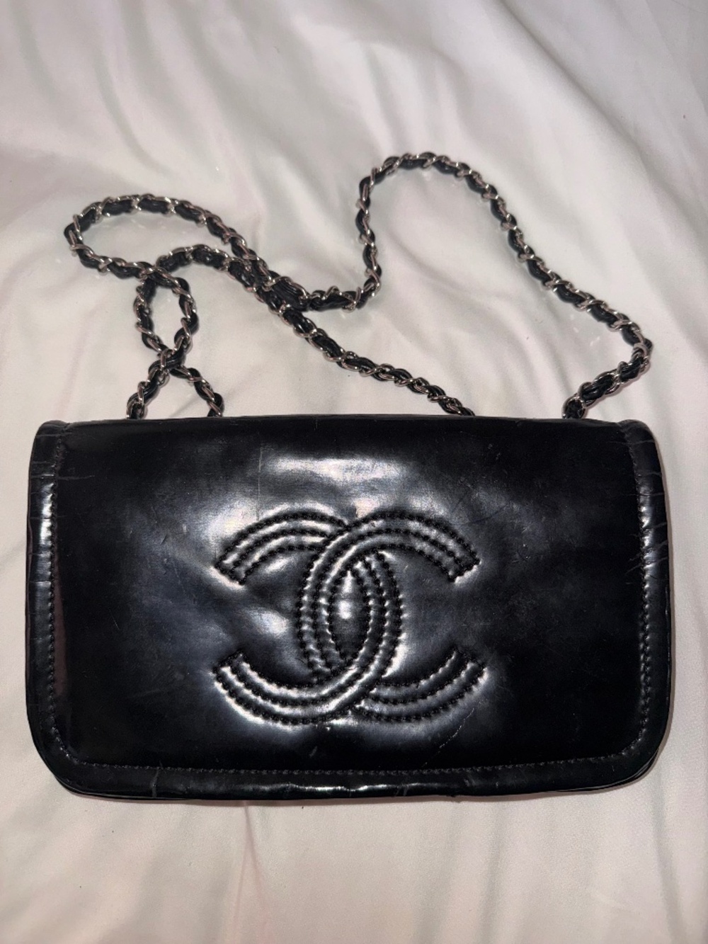 Vintage Chanel Black Leather Double Strap Bag